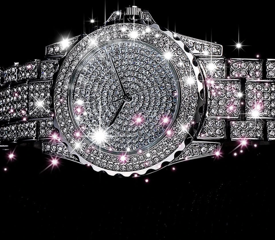 

Часы модные блестящие повседневные женские Кварцевые Золотые часы с кристаллами и бриллиантами для женщин часы