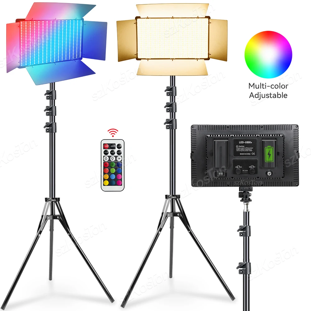 Фото Набор светодиодных ламп RGB для видеосъемки, лампа для фотосъемки с 78 дюймовой подсветильник вкой, аккумулятор 8800 мАч, 3200-5600K, для YouTube, фотосъе... №1