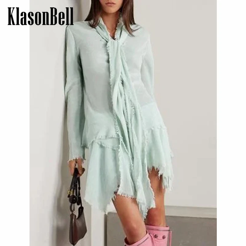 

7.13 KlasonBell Fashion Thin Irregular Shirt Or Frayed Mini Skirt Set Women