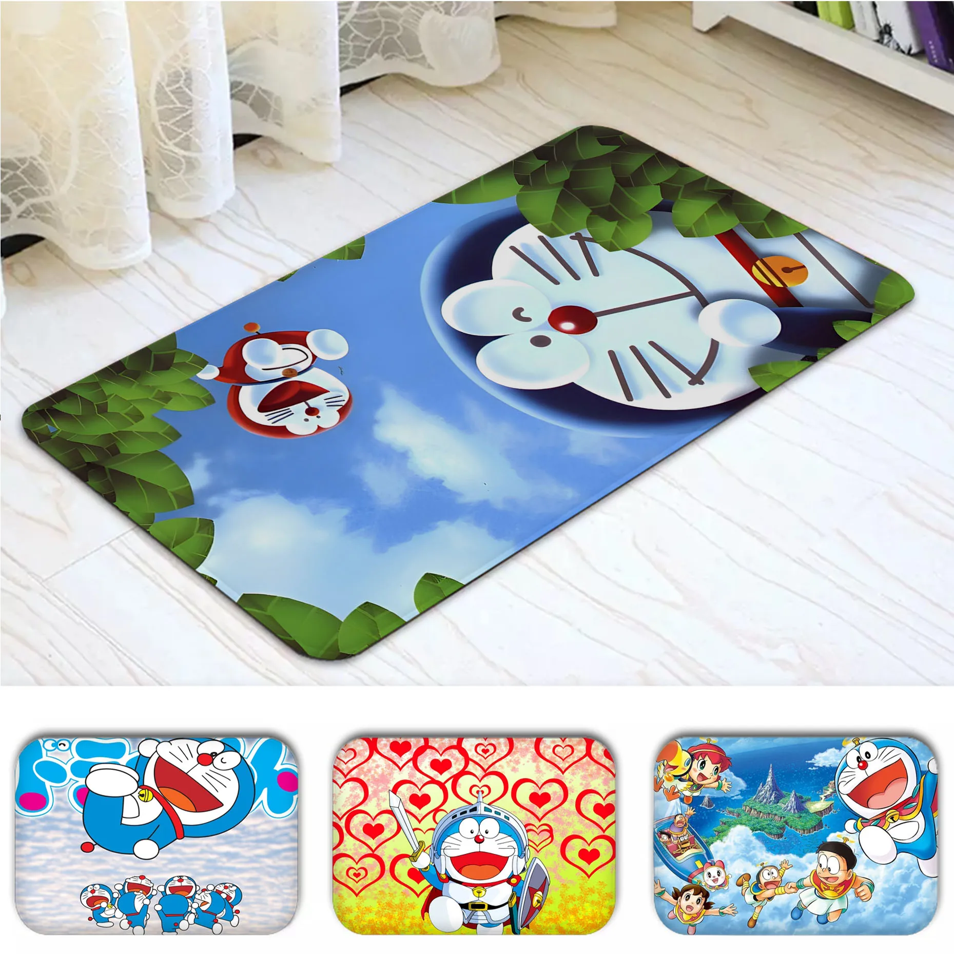 

Мультяшный коврик для ванной Doraemon, прямоугольный Противоскользящий домашний мягкий коврик, коврик для входной двери и улицы, Современный д...