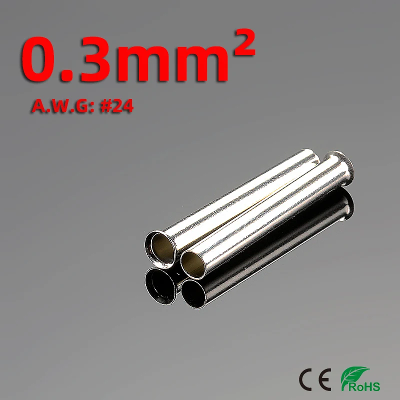 

100pcs Copper Tube Bare Cord End Terminals Electrical Crimp Naked Terminal Wire Connectors EN0306,EN0308,EN0312 Cable Ferrules