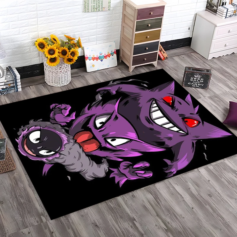 Фото Мультяшный большой коврик с принтом покемона Gengar, ковер для дома, гостиной, детской спальни, дивана, нескользящий детский коврик для двери, декоративный коврик №3