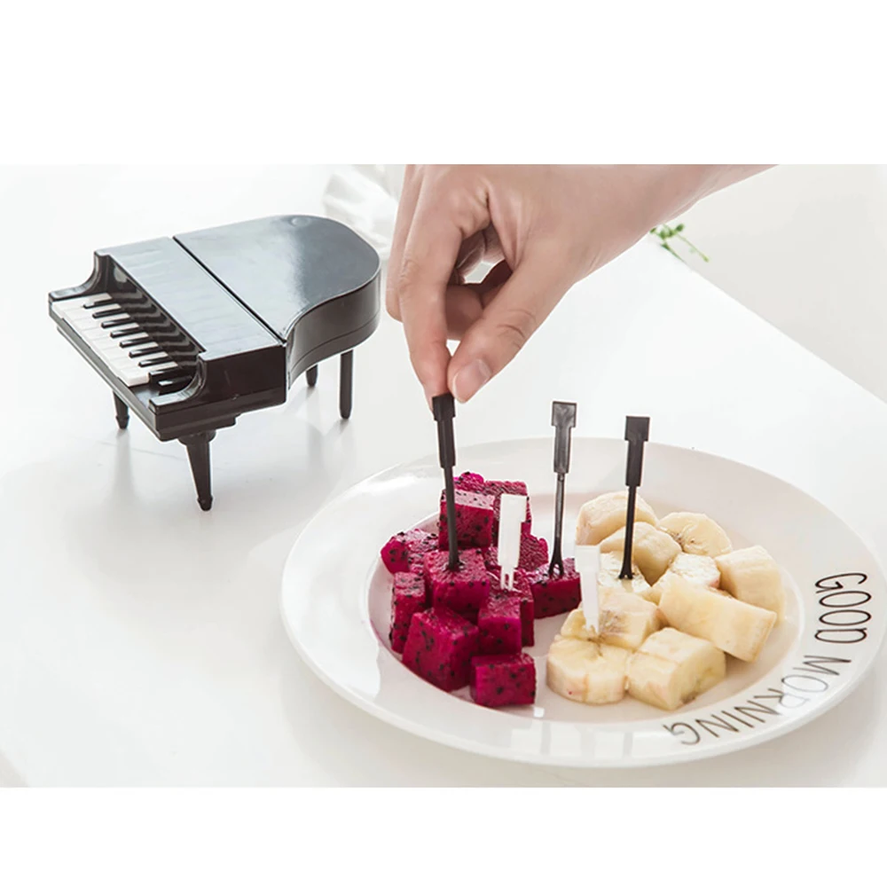 

10pcs/set Fruit Snack Toothpick Creative Dessert Forks Food Picks Piano Fruit Forks Kitchen Accessories Tools