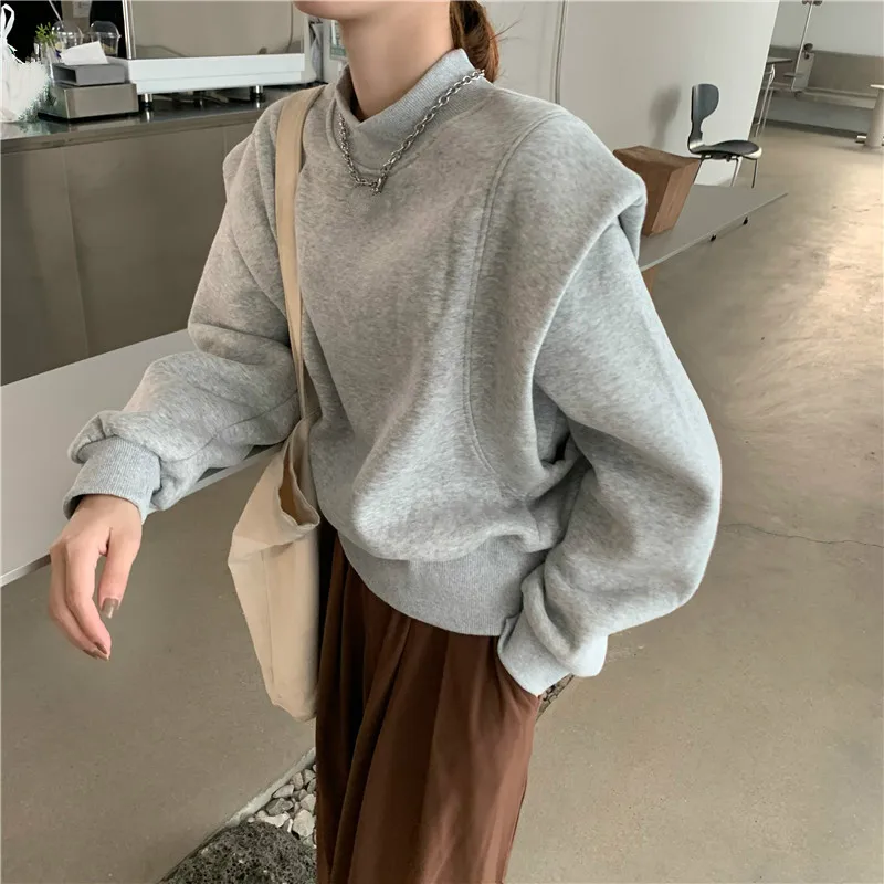 Свитшот Ezgaga женский уличный модный плотный однотонный корейский топ с круглым