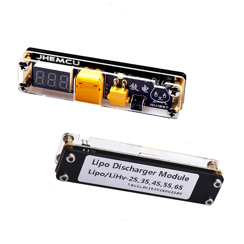 JHEMCU Ruibet Lipo разрядник модель 2-6S Встроенный светодиодный интерфейс индикатора