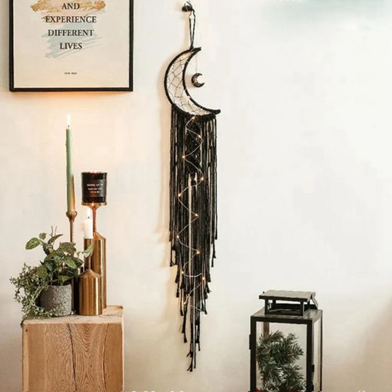 

Black Star Moon Dream Catcher, Teen Girl Room Decor, Home Decor, Bedroom Decor, Dream Catcher For Kids, Boho Decor