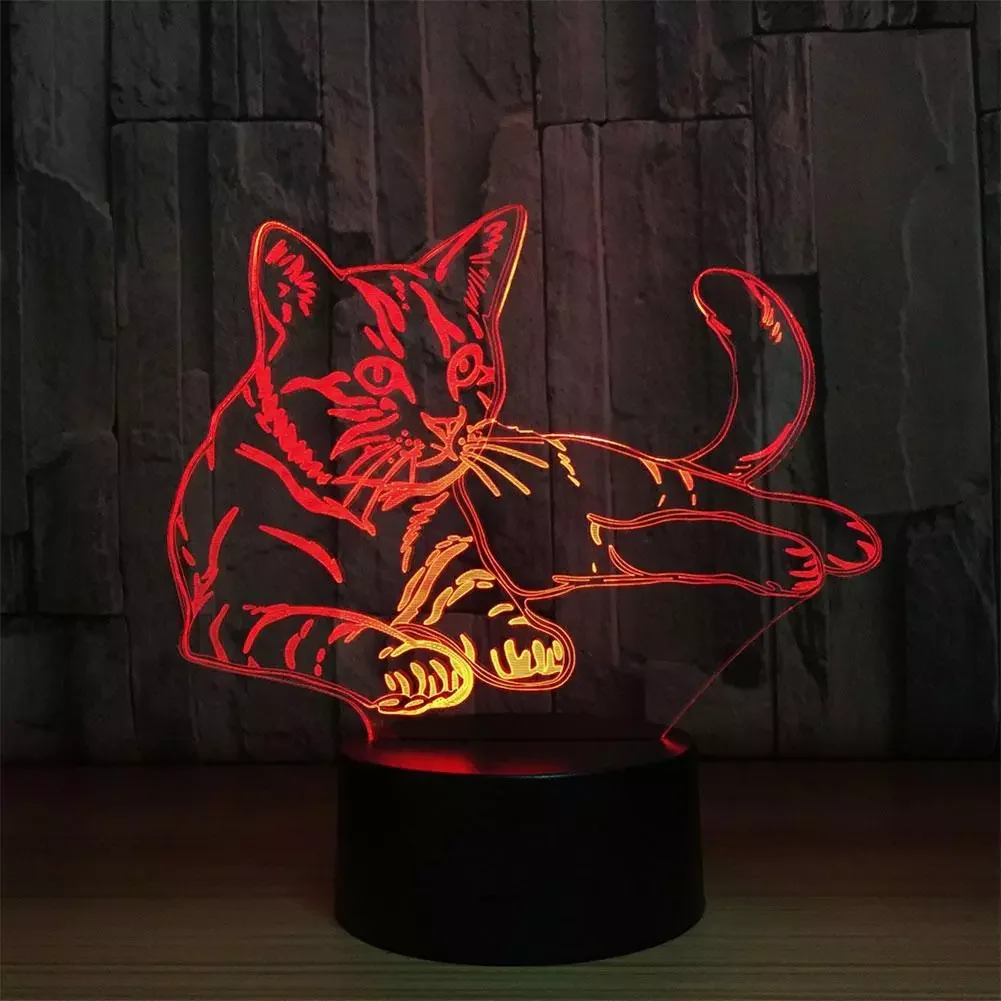 

Новый Кот 3D ночник светодиодсветодиодный USB иллюзия Лампа многоцветный сенсорный пульт дистанционного управления Luminaria Lampara домашний декор...