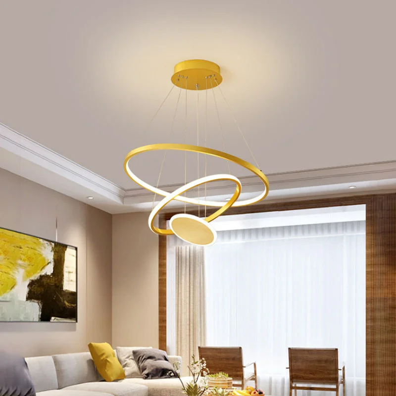 

Nordic Modern Golden Light Ceiling Luxury Ring Restaurant Chandelier LED Bedroom Lamp Living Room Lamp Pendant Lights