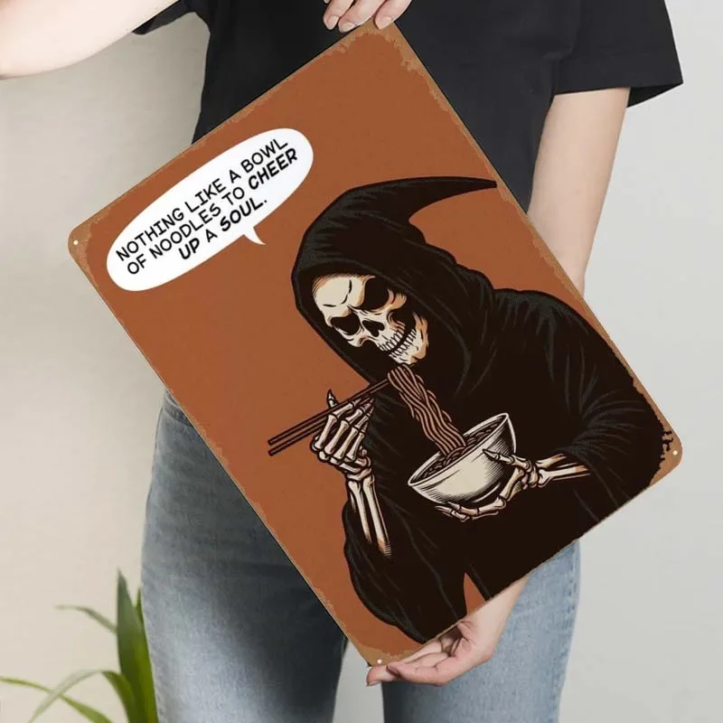 Мрачный Жнец миска лапши комиксы металлический постер украшение комнаты