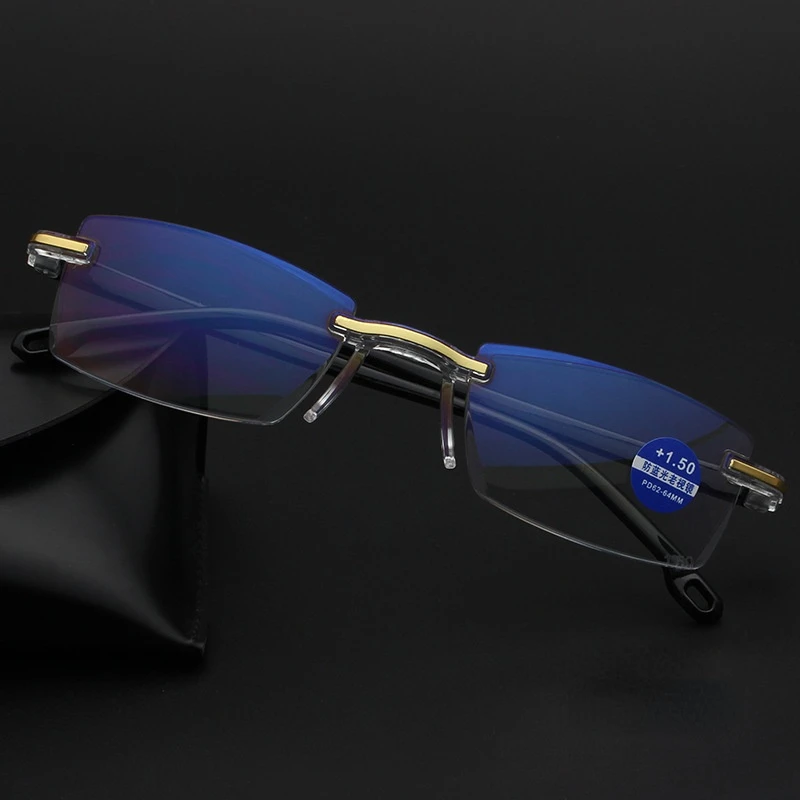 Reading Glasses Men Anti Blue Rays Presbyopia Goggles Women Vintage Rimless Eyewear Diopter +1.0 1.5 2.0 2.5 3.0 3.5 4.0 |