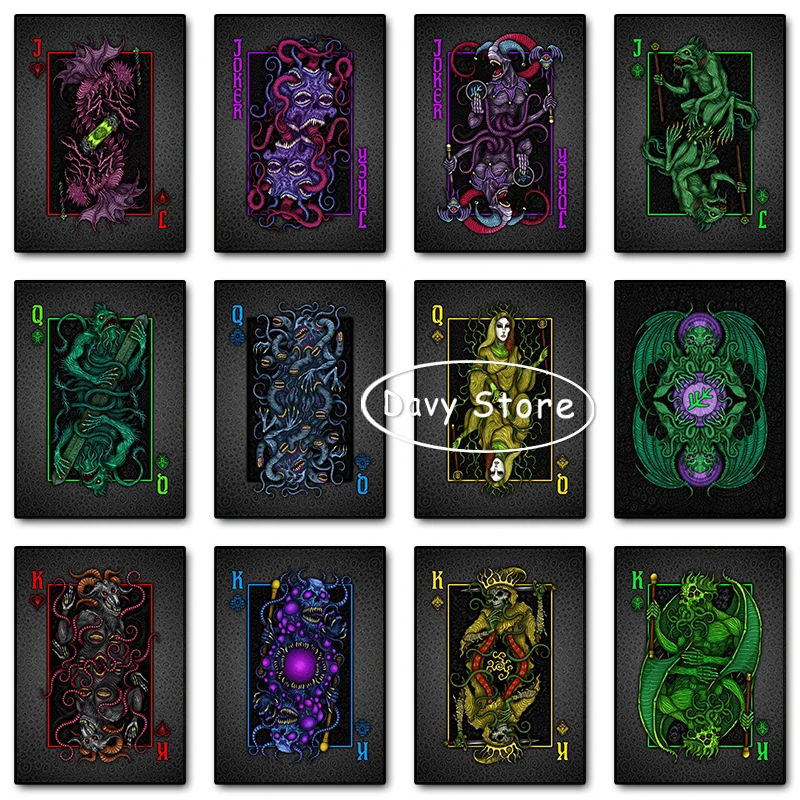 Lovecraftian игральные карты Nyarlathotep Cthulhu монстр Фотофон мифология Настенная картина