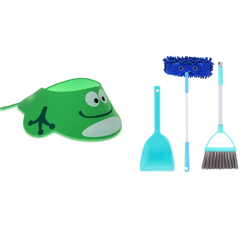 

Детская шапочка для ванны и душа, регулируемая зеленая шапочка для мытья волос с 3 шт. Детских комплектов для уборки