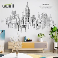 creative simple modern city wall stickers living room decor self adhesive stickers tv sofa background wall decor home decoration