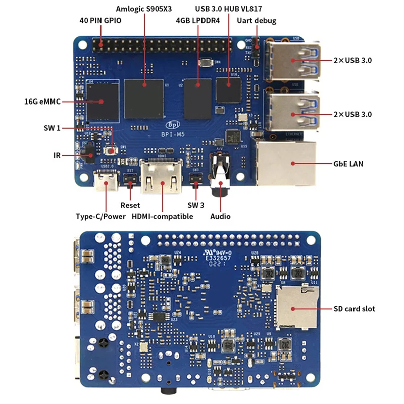 

Для бананов Pi BPI M5 S905X3 4 Гб LPDDR4 + 16 Гб EMMC макетная плата + стандартная деталь + вентилятор + 4 радиатора + HD кабель + адаптер питания (ЕС