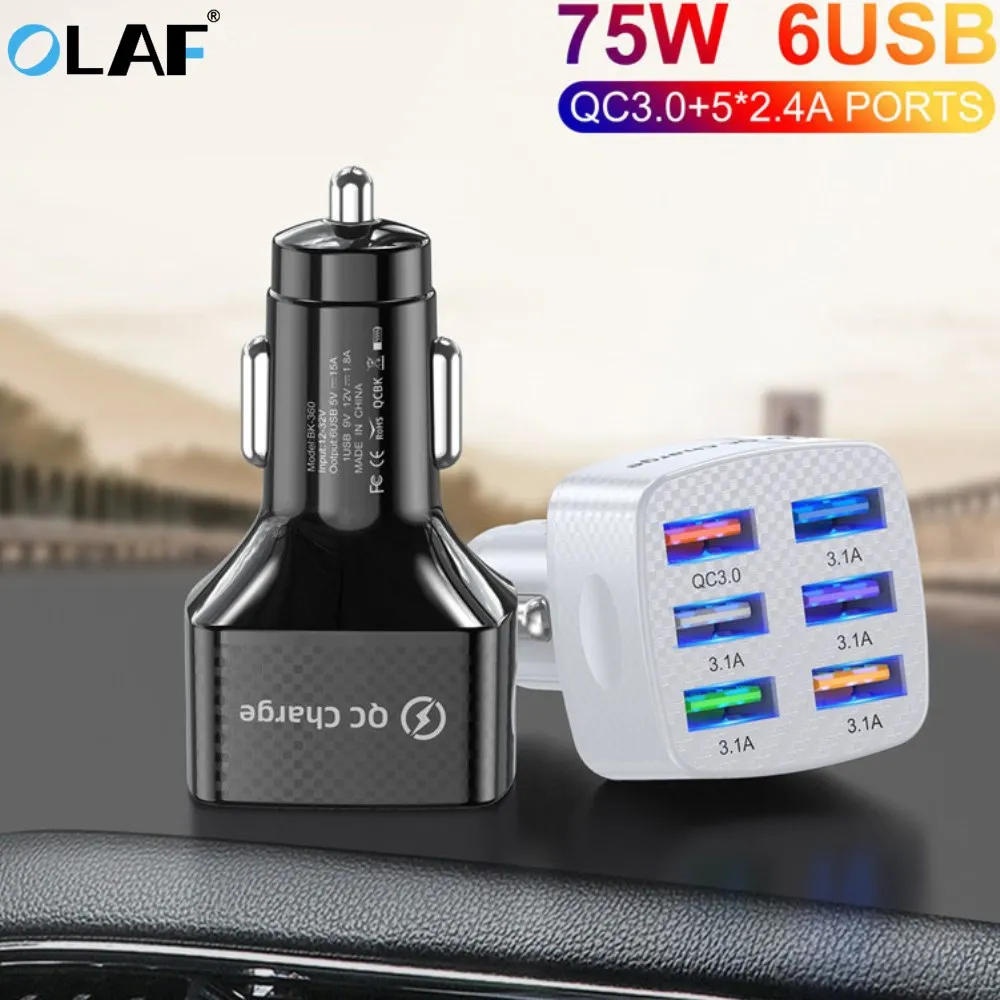 75w usb type c car charger quick charge 3 0 car usb charger for iphone 13 12 pro samsung xiaomi portable mobile phone charger free global shipping