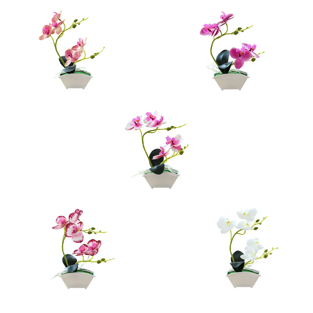

Artificial Orchid Fake Flowers Silk Simulated Potted Plants Centerpiece