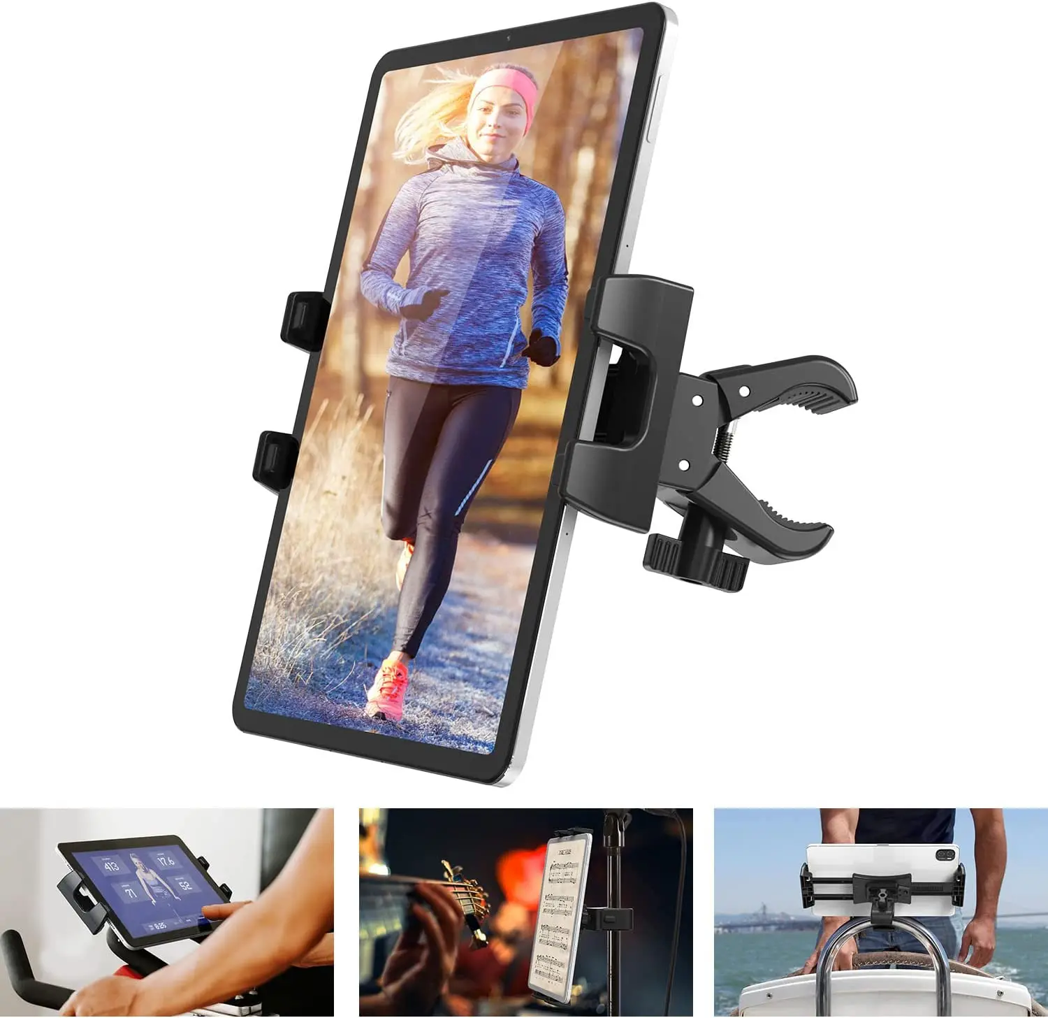

Exercise Bike Tablet Holder Treadmill Microphone Tablet Stand Mount 360° Bike Handlebar Holder for iPad 4.7-12.9"Tablet Phones