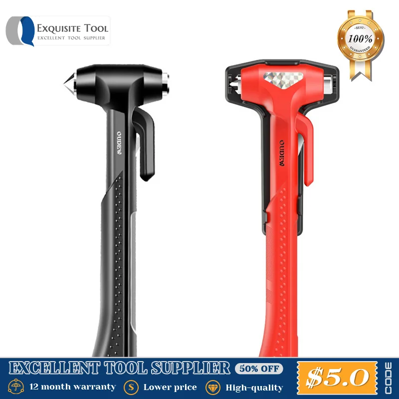 Carbon Steel Car Safety Life Hammer Auto Emergency Escape Rescue Tool Seatbelt Cutter Window Punch Glass Breaker Long Handle