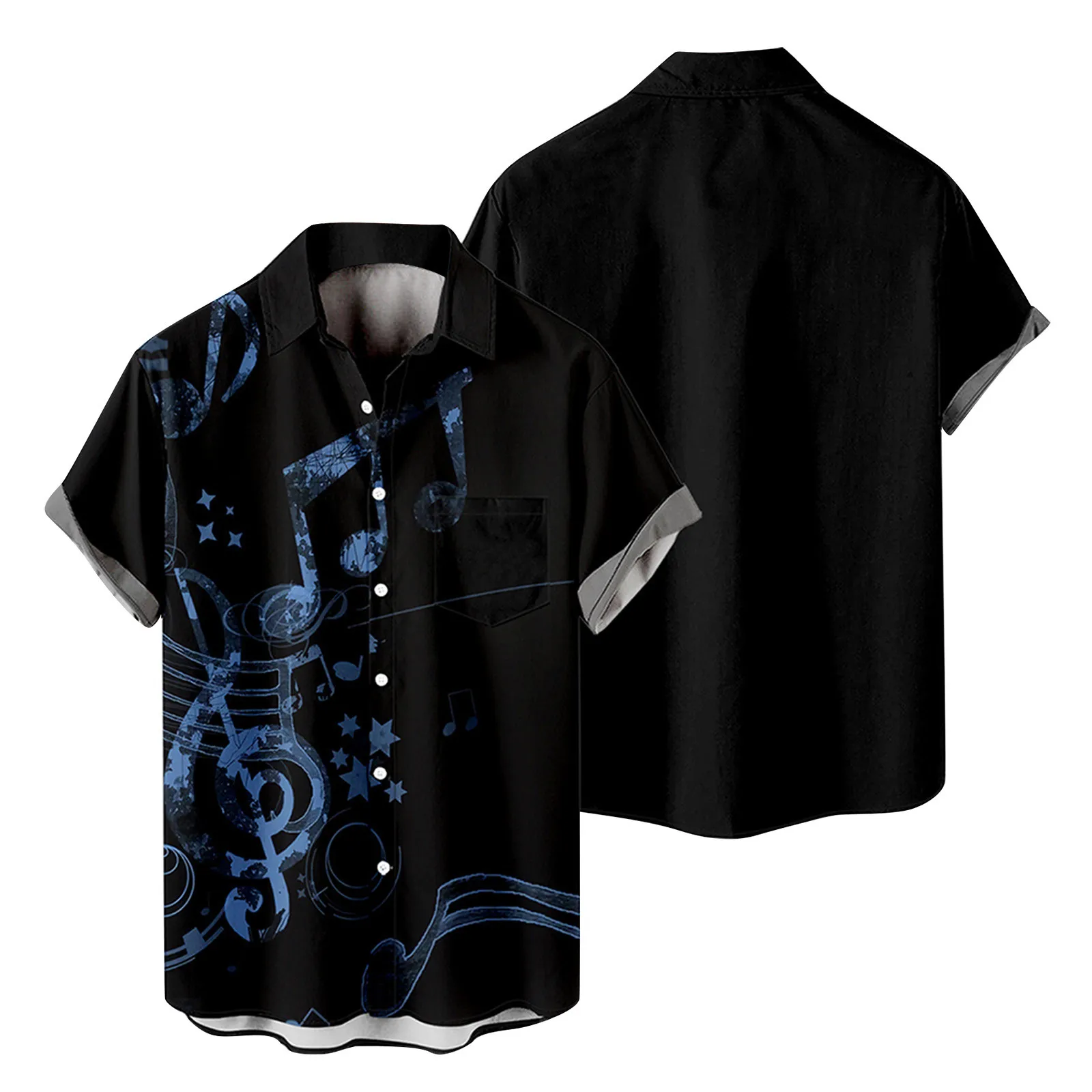 

Mens Fashion Casual Beach Seaside Retro Rock Style 3D Digital Printing Buckle Pocket Lapel T Shirt Men Graphic Aqua X Sleeve