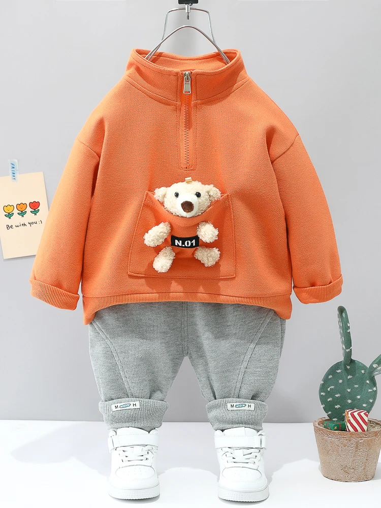 XRT-Baby Clothes Toddler Boy Clothes-0-5  Years Old Autumn long-Sleeved Longs Suit Baby Printed Shirt  Two-Piece Suit