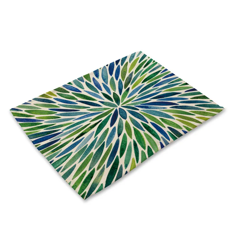 

Green Tropical Plants Pattern Kitchen Placemat Cotton Linen Pad Bowl Cup Mat Dining Table Mats Coaster 42*32cm Home Decor