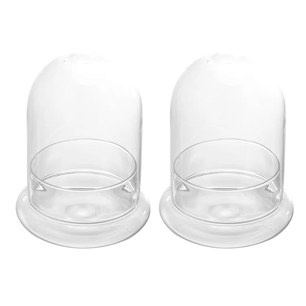 

2 Pcs Glass Dome Bell Jar Bubble Vase Dome Display Case Round Glass Moss DIY Glass Bracket Air Holder Glass Display Cloche