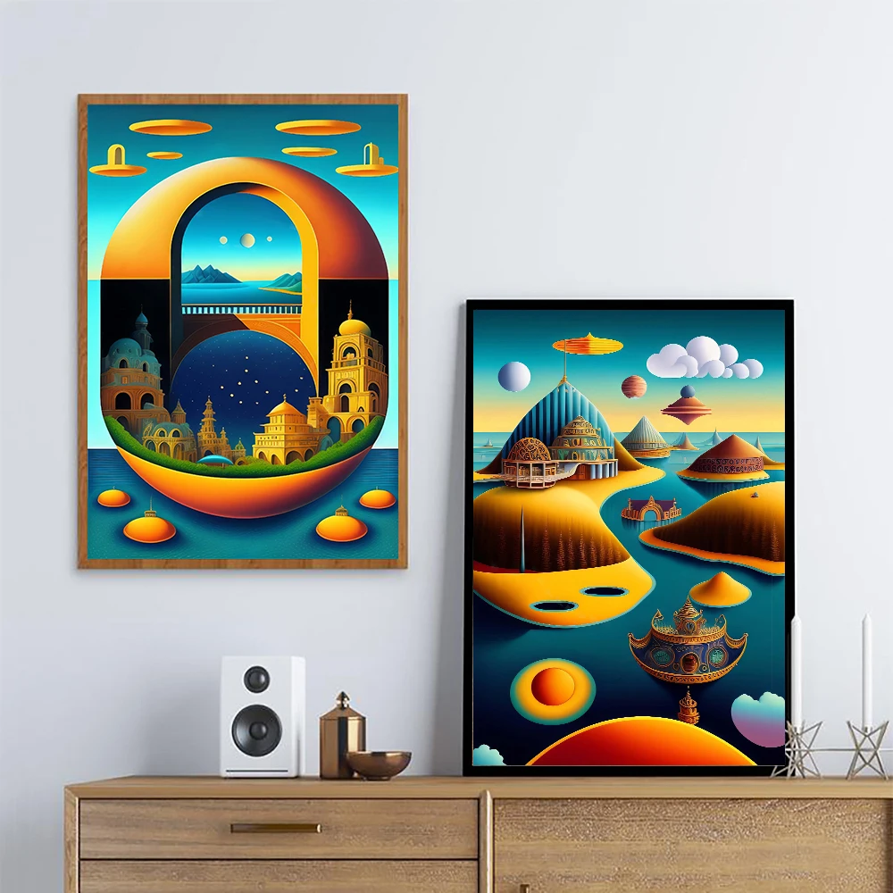 Абстрактная сверхтонкая детализированная картина-постер, холст, живопись, сурреалистичное домашнее настенное искусство, декор для комнаты, пейзаж, картина