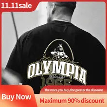 Olympia Olympia 동일 피트니스 및 보디 빌딩 루즈 스트리트 티셔츠, 남성용 캐주얼 패션, 순면 레트로 스포츠 셔츠
