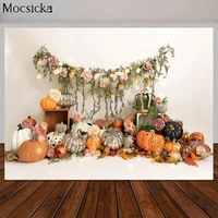 fall thanksgiving cake smash photography backdrops pumpkin flowers background kids first birthday photo studio props supplies