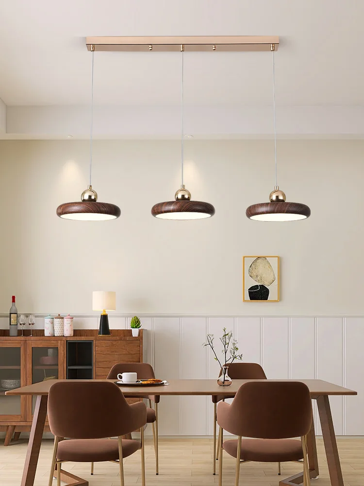 Минималистичная искусственная деревянная цветная фотолюстра с тремя головками