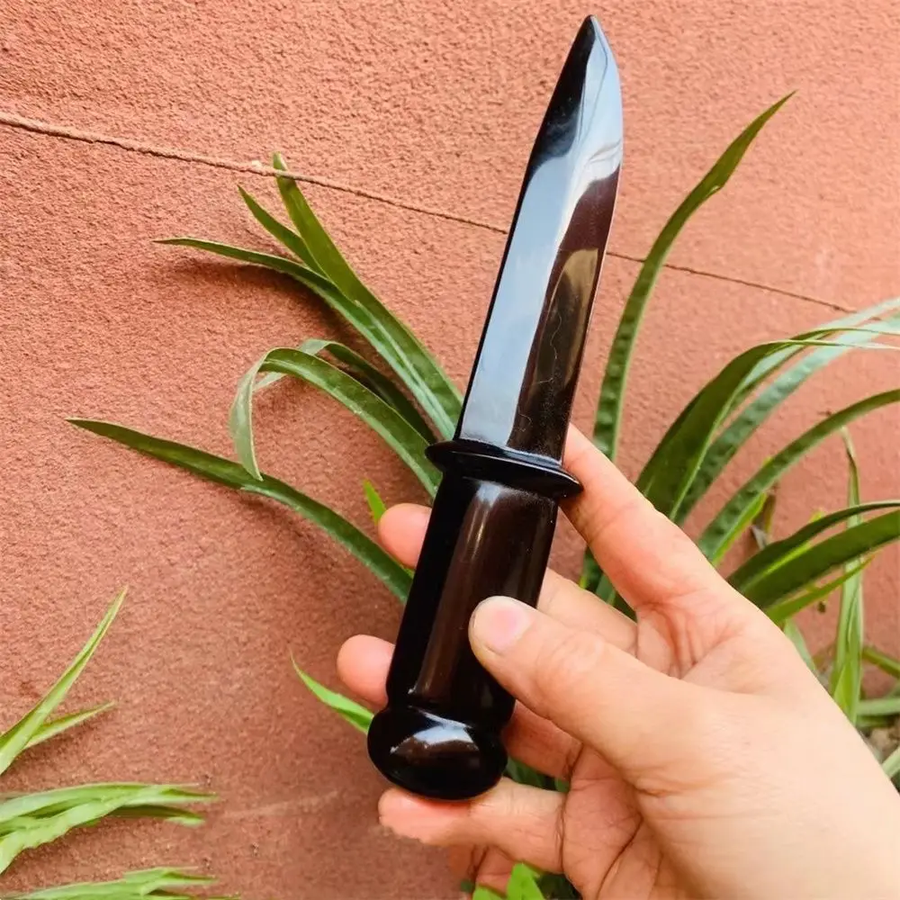 

Natural Crystal Obsidian Dagger Healing Protection Stone Handmade Knife Men Gifts Magic Talisman Sword Witch Supplies Ornamen