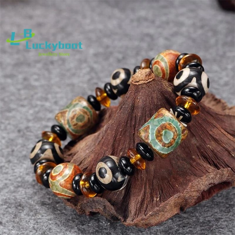 

Classic Natural Tibetan Sky Eye Carnelian Bracelet Vintage Ethnic Agate Bead Bracelet For Men Or Women Jewelry Wholesale
