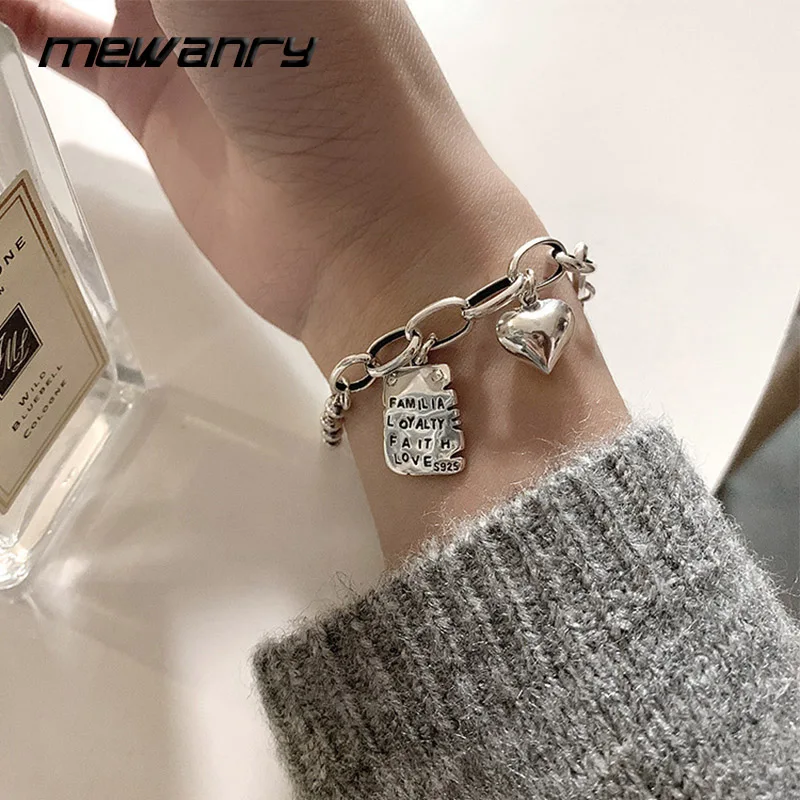 Браслеты Mewanry с подвеской в виде сердца для женщин и девушек креативные
