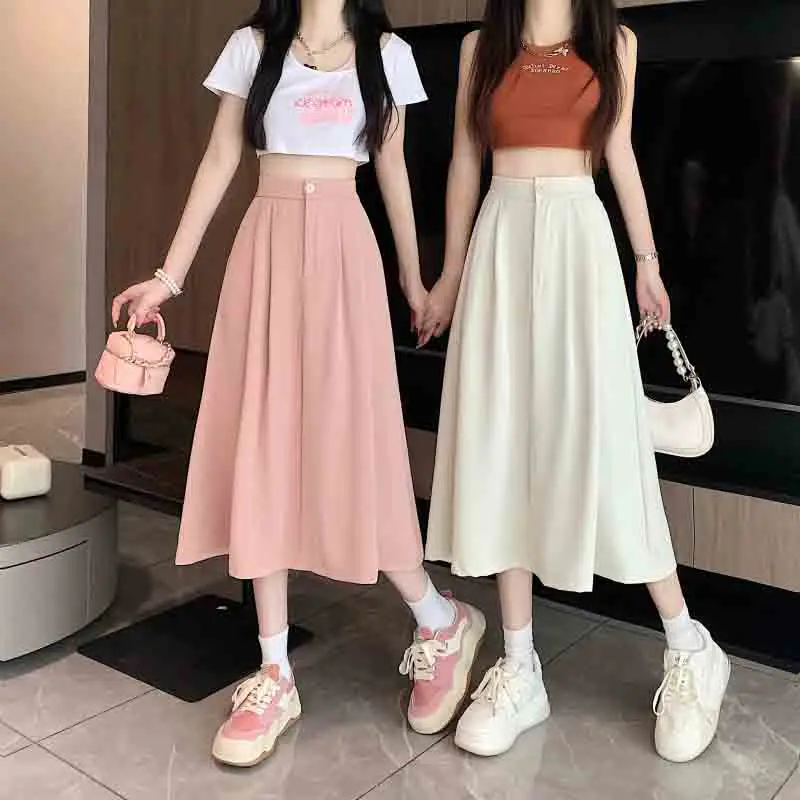 

Женская юбка для отдыха Новинка Лето 2023 Корейская версия простая стильная женская юбка с высокой талией темпераментная Повседневная Женская юбка T44