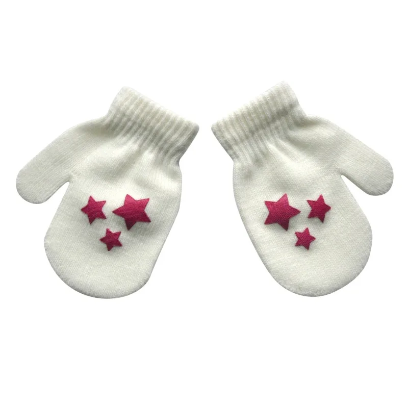 

Knitted Thick Warm Baby Gloves Winter Children Star Love Heart Print Gloves Kids Kawaii Full Finger Gloves Children Gloves