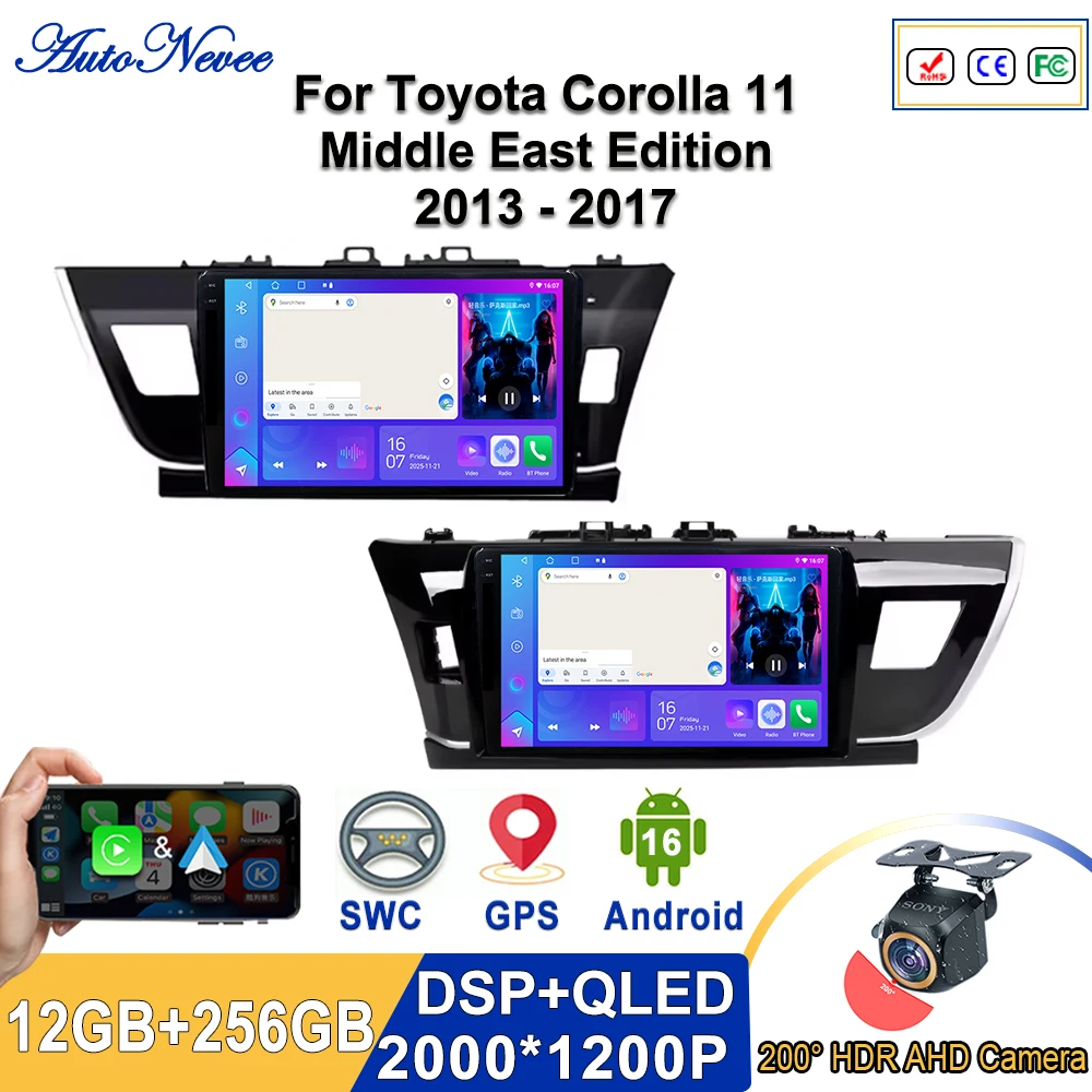 Фото Мультимедийная стереосистема с экраном Android 16 2K Incell для Toyota Corolla 11 Bliski East Edition 2013-2017 Высокопроизводительный процессор HDR 5G №2