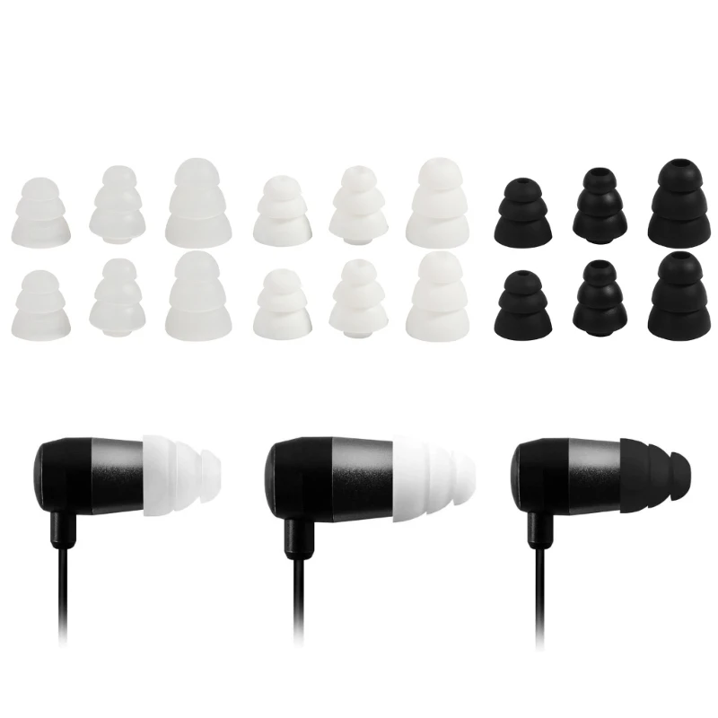 

Triple Flange Eartips Eargels Earpads Ear Tips Silicone Bud Eartip for Inside Diameter 3.8mm-4.5mm In-Ear Earphone