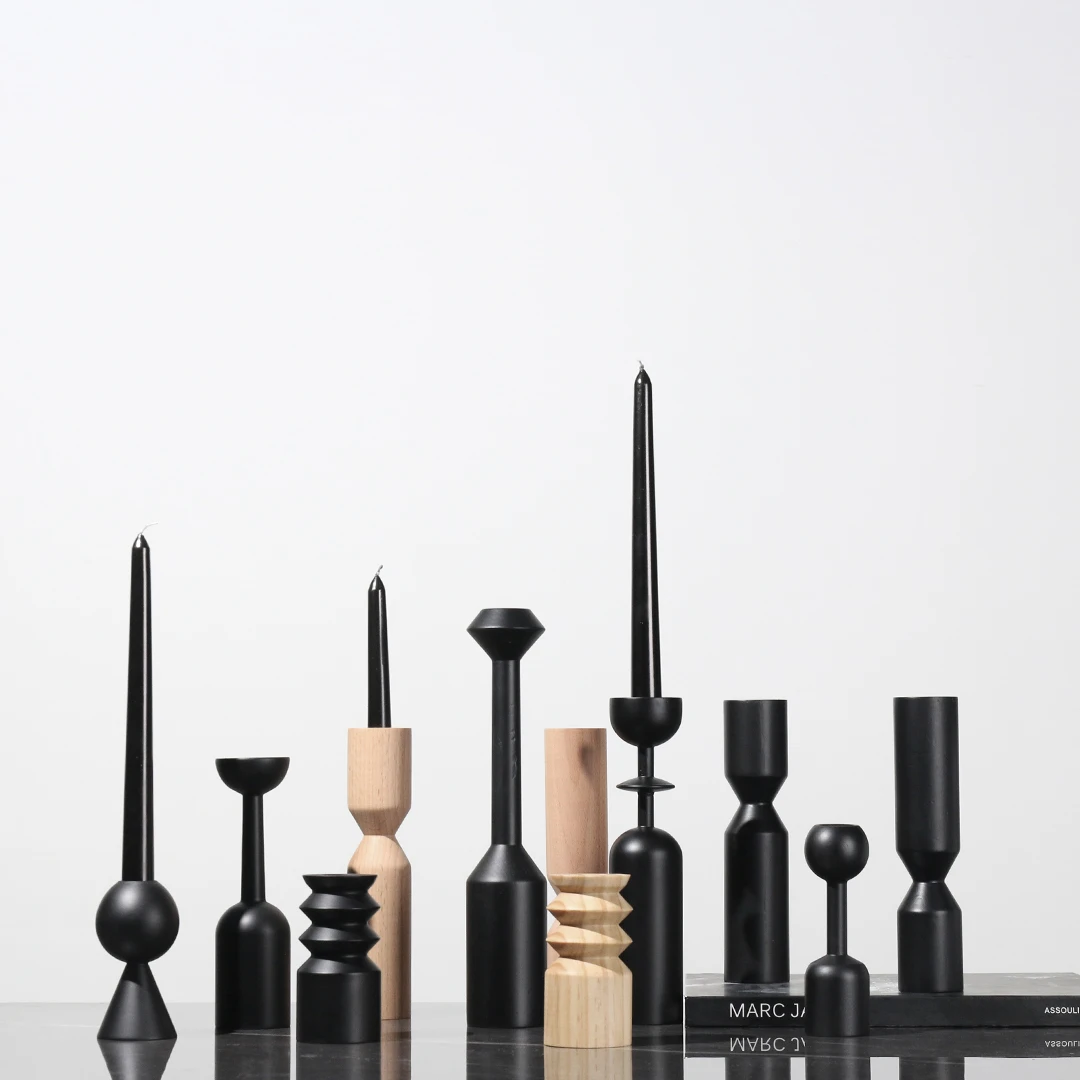 

1pc Wood Candle Holder Retro Candlestick for Christmas Wedding Party Festival Home Dinner Table Decoration Candelabra