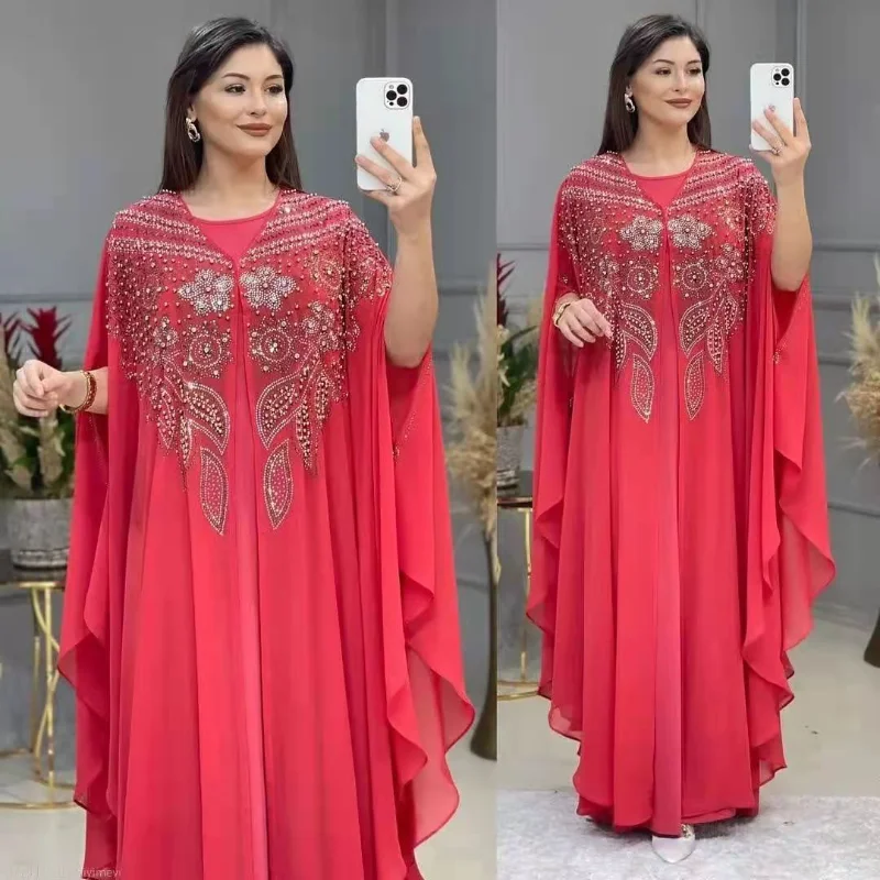 

Abayas for Women Dubai Luxury 2023 Chiffon Muslim Fashion Dress Caftan Wedding Party Occasions Djellaba Femme Vestidos De Noche