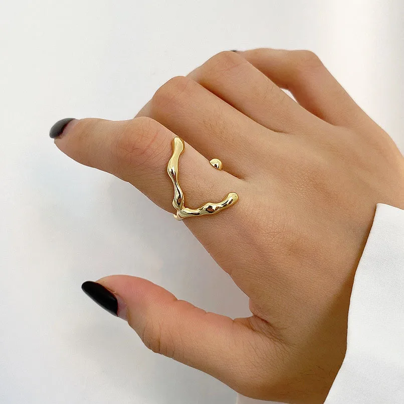 

New Trend Metal Gold Silver Color Opening Adjustable Rings For Women Men Teens Personality Special Finger Ring Fashion Jewelry