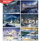 Алмазная 5D картина HUACAN сделай сам, живопись с зимним домом, полноразмерная вышивка стразами, пейзаж, мозаика, снег, ручная работа, настенное искусство