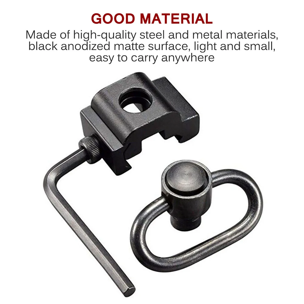 

2 Pack QD Sling Swivel with Sling Adapter Heavy Duty Quick Release Push Button 360° Rotatable 20mm Mount Base