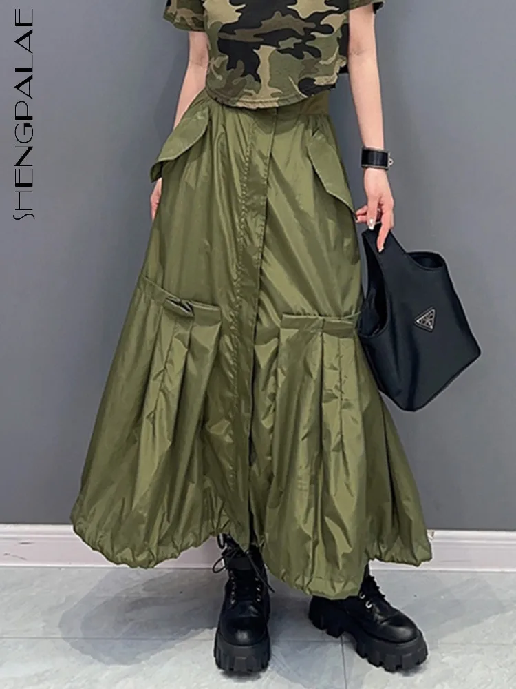 

SHENGPALAE Casual Versatile Green Skirt 2023 Spring Summer New Korean Fashion Elegant Chic Women's Wear Halfskirt Clothes 5R2490