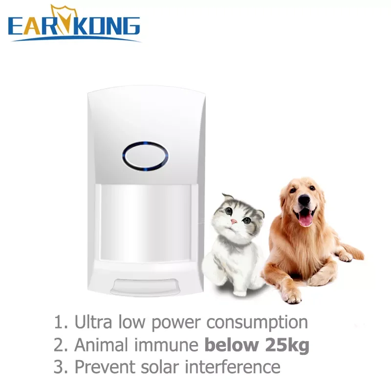 

NEW 433MHz Wireless Pet Immune Infrared Detector Alarm Below 25kg Animal Ultra Low Power Consumption Battery Works Over 2 Years