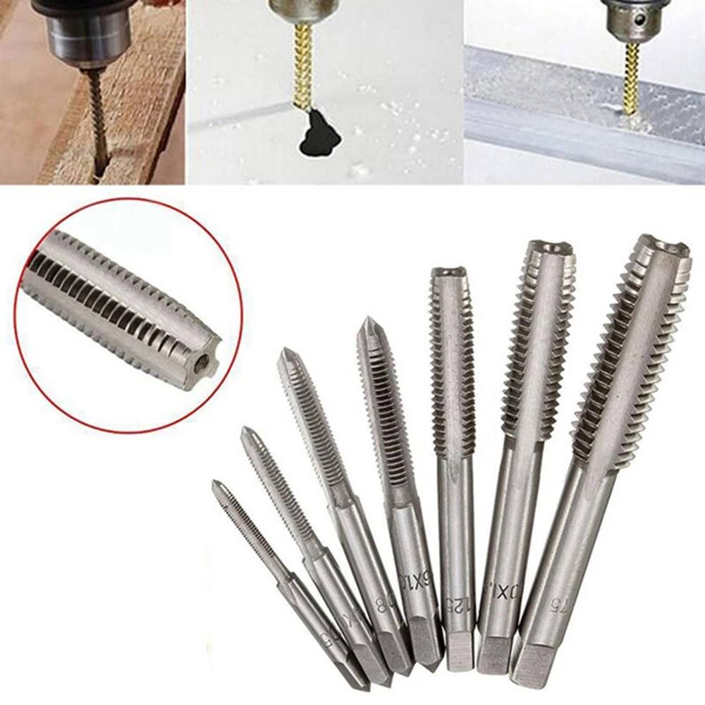 

New M3 M4 M5 M6 M8 HSS Machine Hand Screw Thread Tapper Metric Plug Tap Set 5/7pcs