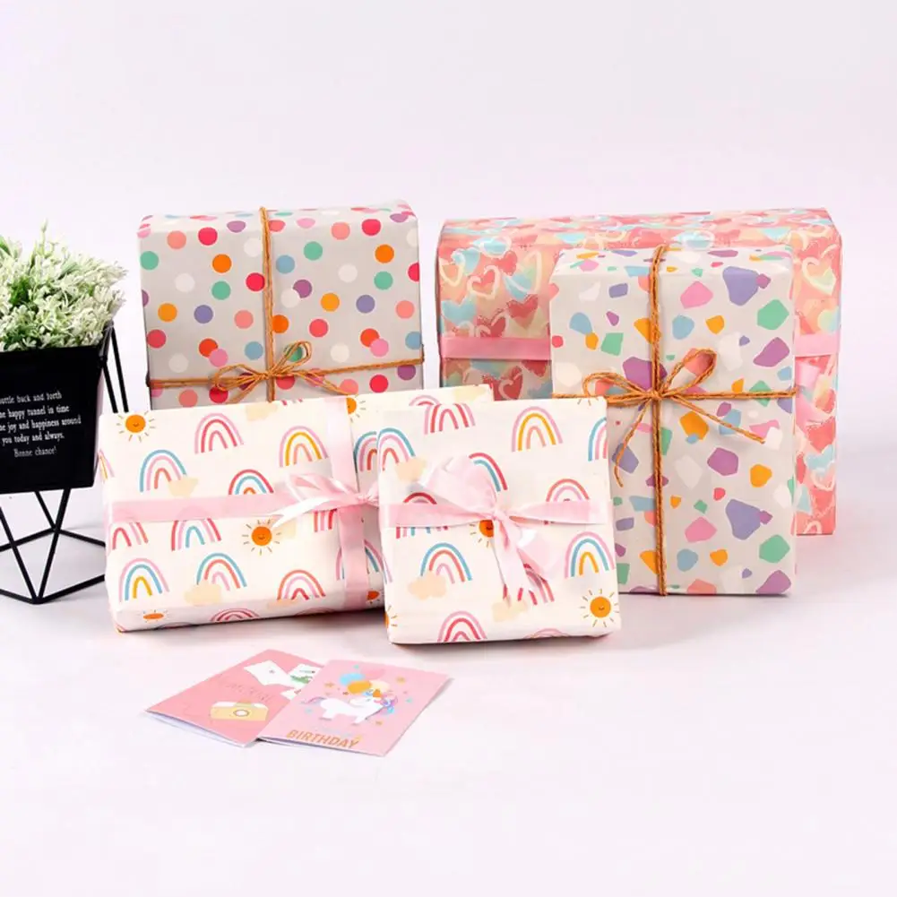 S Kraft Paper Wrapping Papers Heart Rainbow Print Valentine 