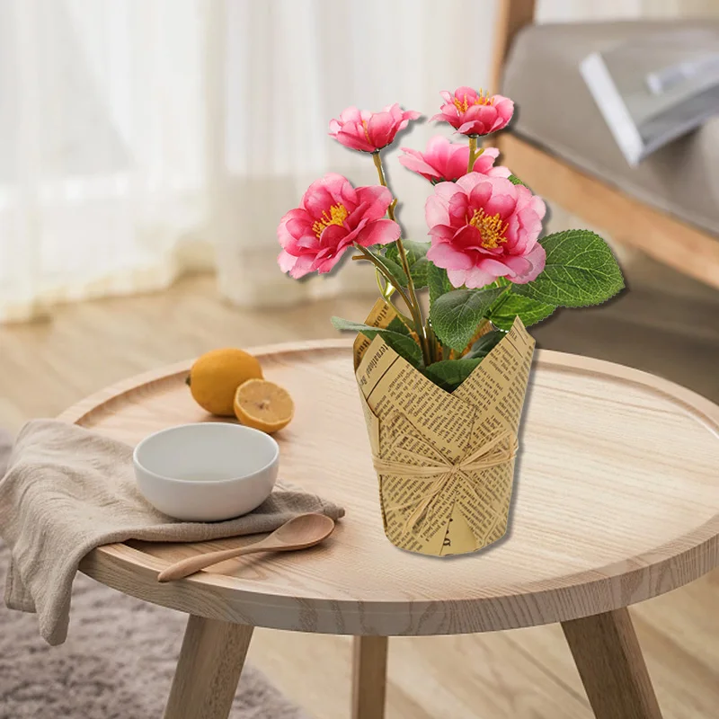 

1PC High Quality Artificial Rose Flower Plastic Potted Simulation Bonsai Household Supplies Fake Plants Living Room Ornament