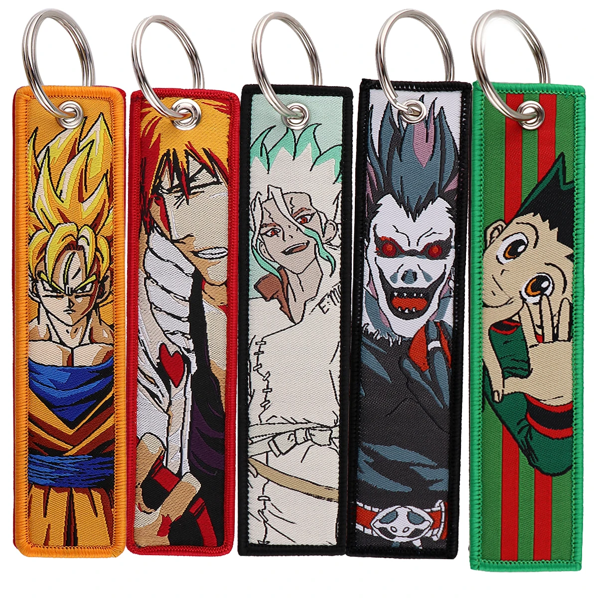 Anime Dragon Ball Embroidery Key Tag Key Fobs Death Note Ryuk Keychain For Motorcycles Keyring Car Pendant Cosplay Accessories