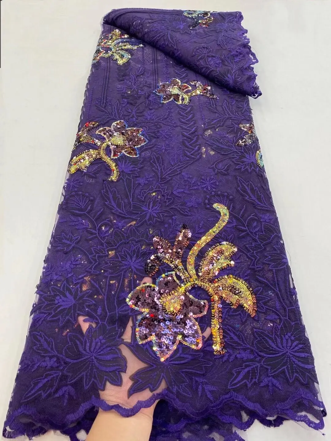 

2021 Latest Satin Lace Print Flower High Quality Lace for Sewing Cloth Nigerian Lace Fabrics African Lace Fabric