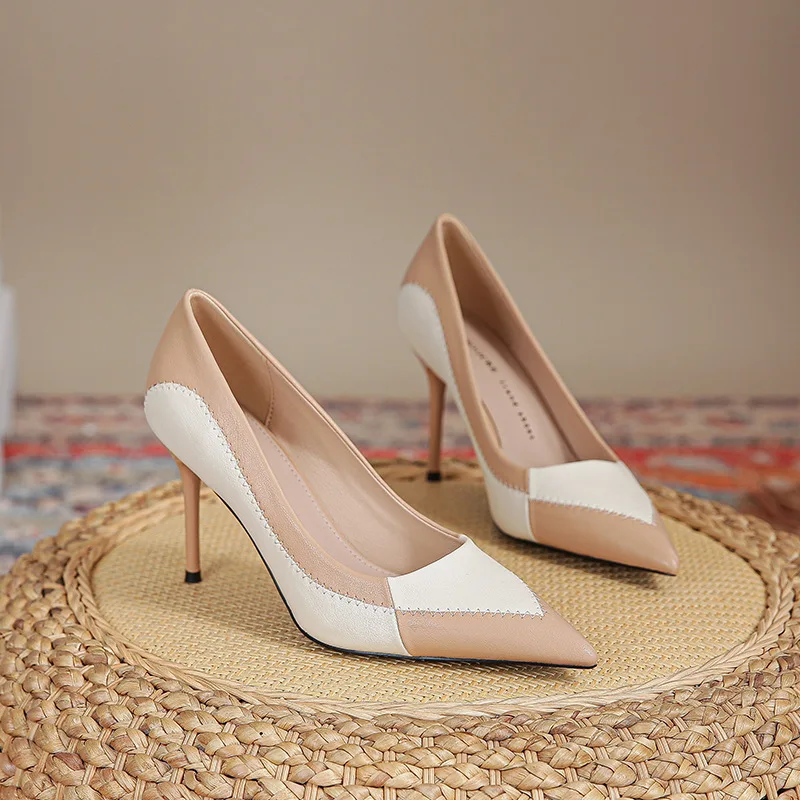 

Retro Women Shoes Gold Heels Branded Pumps Sandals Ladies Sweet Slip On Pointed Wedge 2022 Shallow Mouth Lace-Up Fine Fashion A